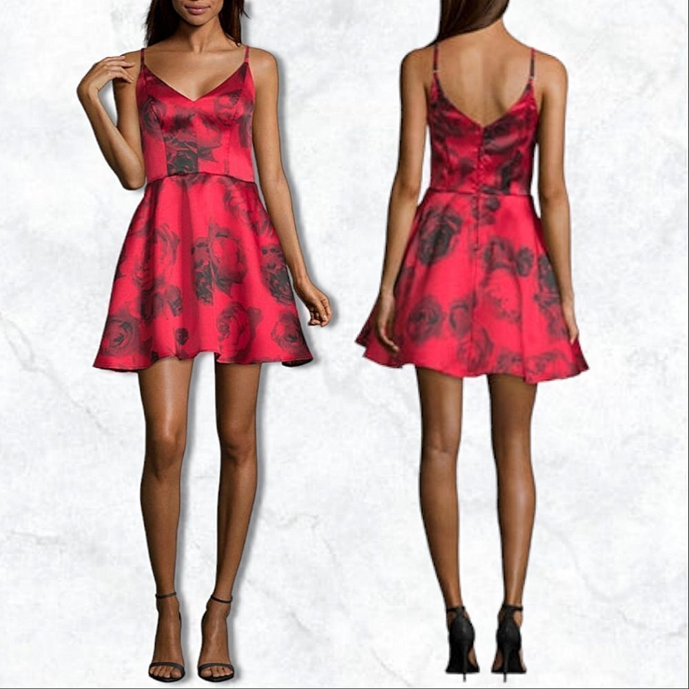 Speechless Red and Black Floral Mini Dress